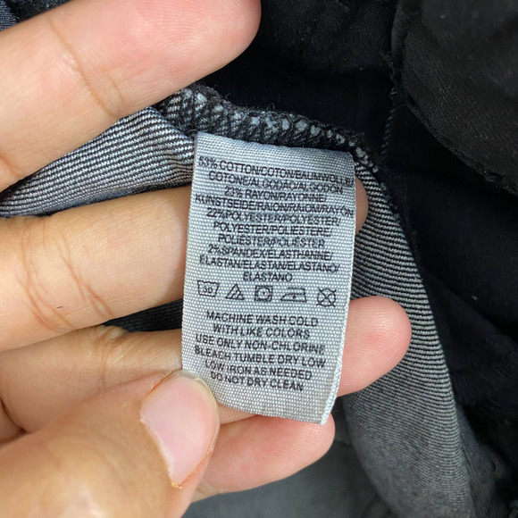 Free People Jeans 24 Black Denim Skinny Mid Rise Distressed - Picture 6 of 11